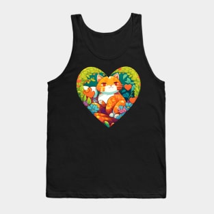 Floral kitty - Cat Heart Filled With Flowers Tank Top